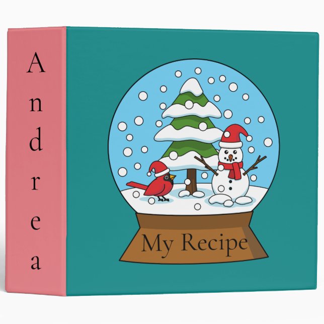 Globe w Cardinal Snowman & Pine Tree | Personalize Binder (Front/Spine)