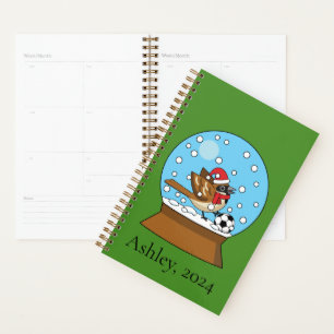 Globe w Cute Sparrow Playing Soccer Personalize Planner
