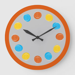 Globe White burnt orange round Large Clock