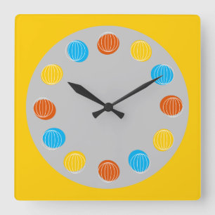 Globe White yellow square Wall Clock