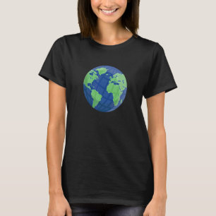 Globe World Map Earth Blue Green World Geography T-Shirt