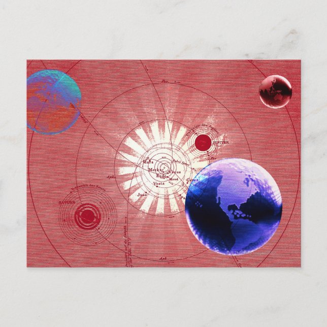 Globes with map of universe postcard (Front)