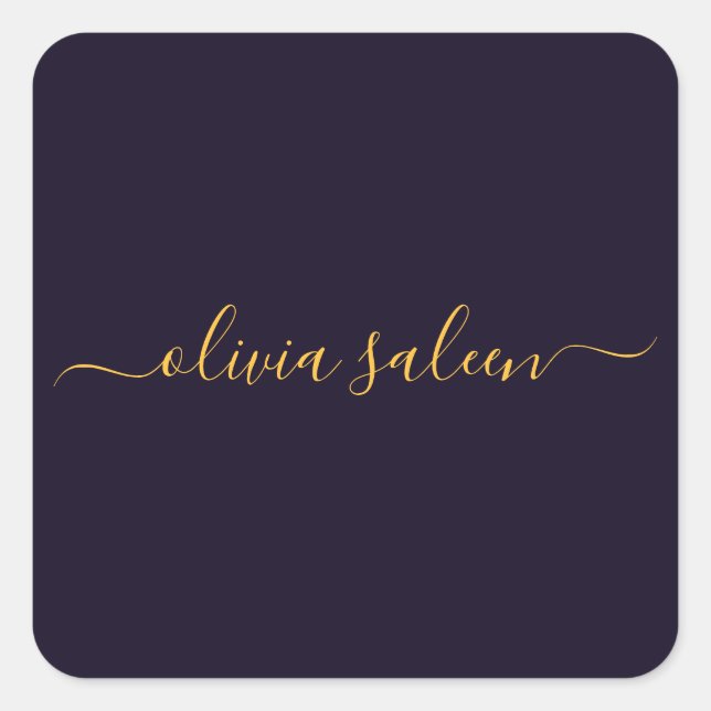 Gloden black  personalized  square sticker (Front)