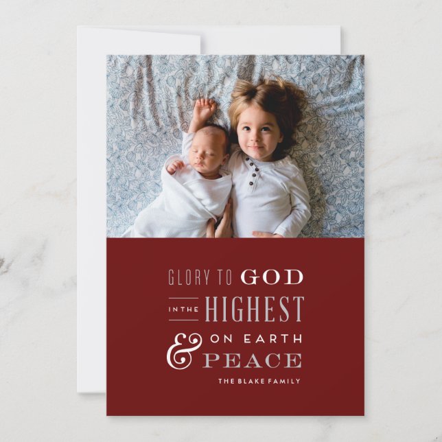 Gloire à Dieu Carte de Noël religieuse (Devant)
