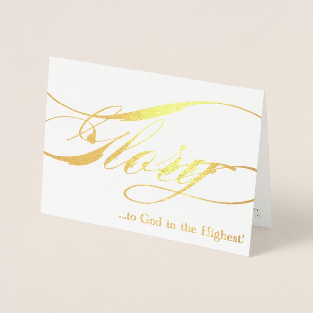 Gloire à Dieu Gold Foil Carte de voeux de Noël (Devant)