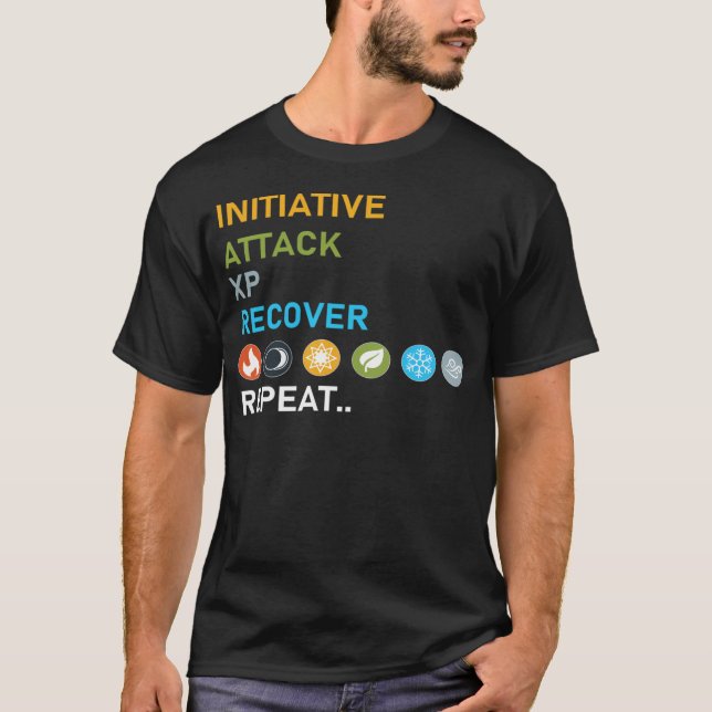 Gloomhaven Initiative Attack Xp Recover Repeat Boa T-Shirt (Front)