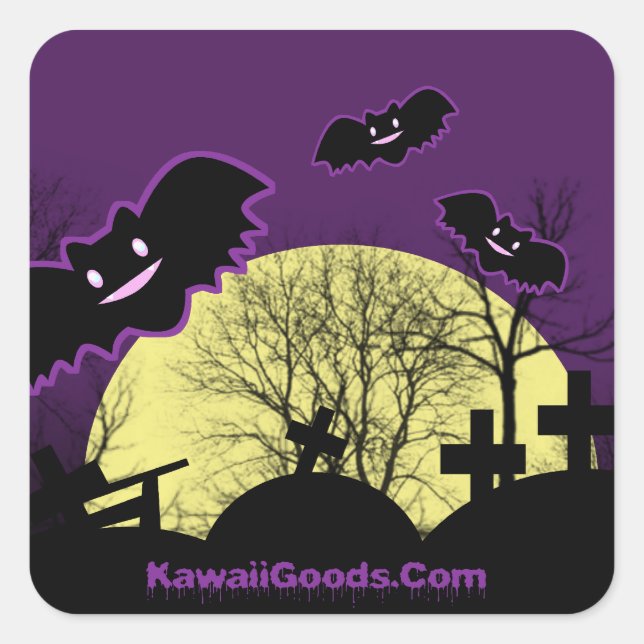 Gloomy Bats Square Sticker (Front)