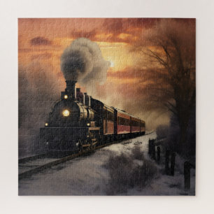 Gloomy Countryside and Train Jigsaw Puzzle