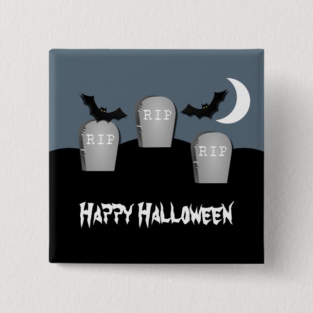 Gloomy Graveyard Halloween Button (Front)