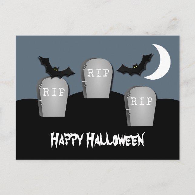 Gloomy Graveyard Halloween Postcard (Front)