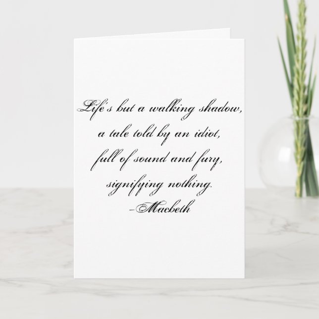 Gloomy Literary Birthday Card, Macbeth Card (Front)