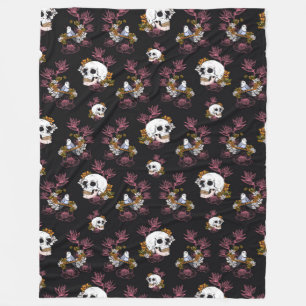 Gloomy skull and dark bird fleece blanket