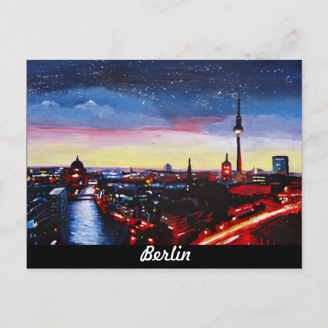 Gloomy Skyline Of Berlin Germany with Stars Postcard (Front)