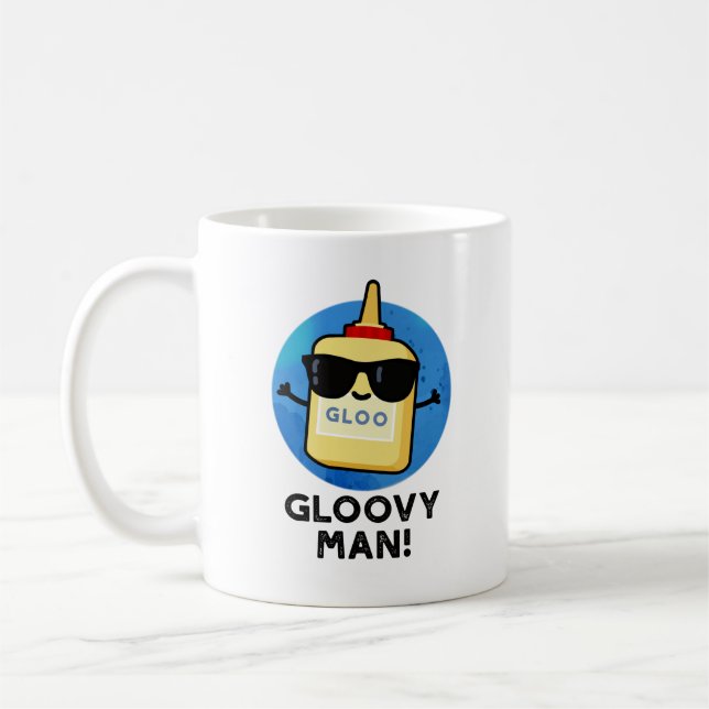 Gloovy Man Funny Super Glue Pun  Coffee Mug (Left)