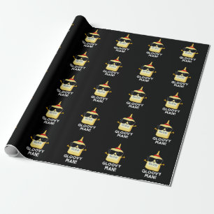 Gloovy Man Funny Super Glue Pun Dark BG Wrapping Paper