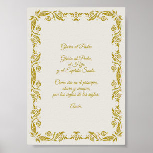 Gloria al Padre con detalles Botánicos Dorados Poster