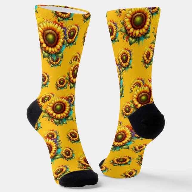 GLORIA BLESSINGS 3D GRACE, SUNSHINE, & SUNFLOWERS  SOCKS (Angled)