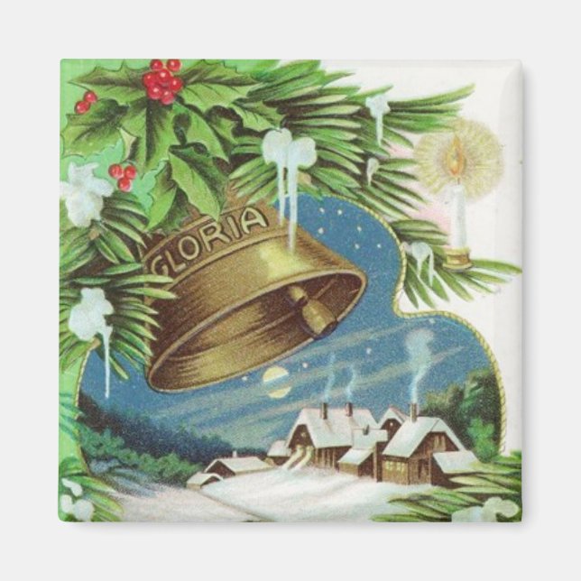 Gloria Christmas Bell Vintage Magnet (Front)