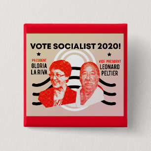 Gloria La Riva / Leonard Peltier 2020 2 Inch Square Button