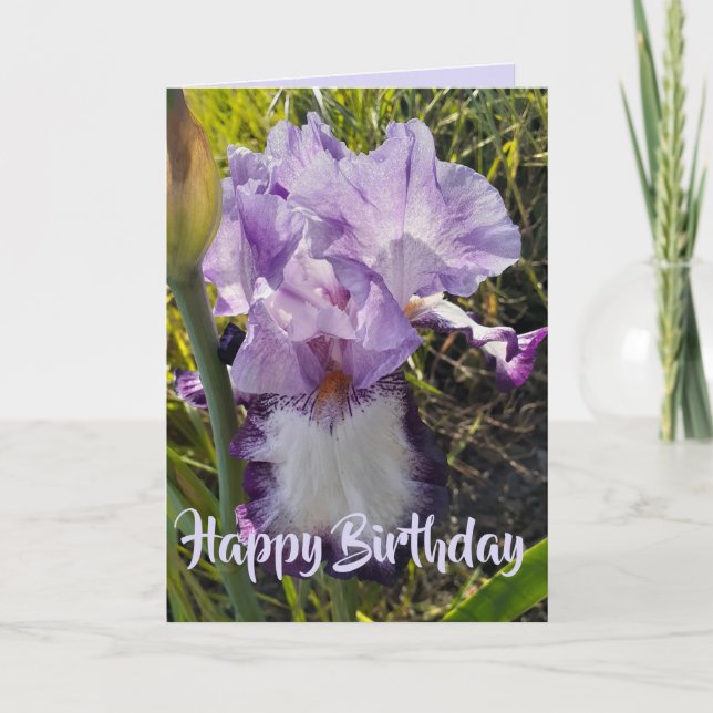 Glorieuse Aquarelle violette Iris Love Carte Anniv (Devant)