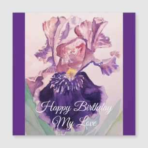 Glorieuse Aquarelle violette Iris Love Carte Anniv