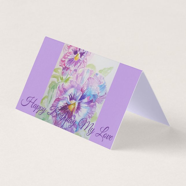 Glorieux Purple Pansy Peinture Love Carte Annivers (Front)