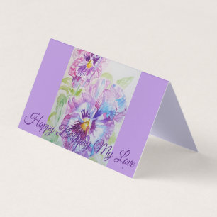 Glorieux Purple Pansy Peinture Love Carte Annivers