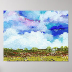 Glorious Abstract Landscape Art Farm Barn House Poster