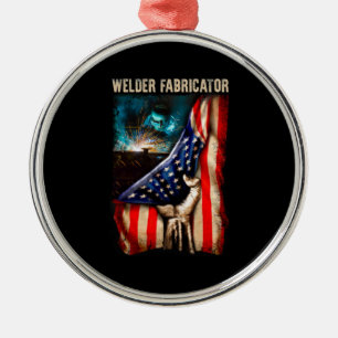 Glorious American Welder Fabricator Flag US Metal Ornament