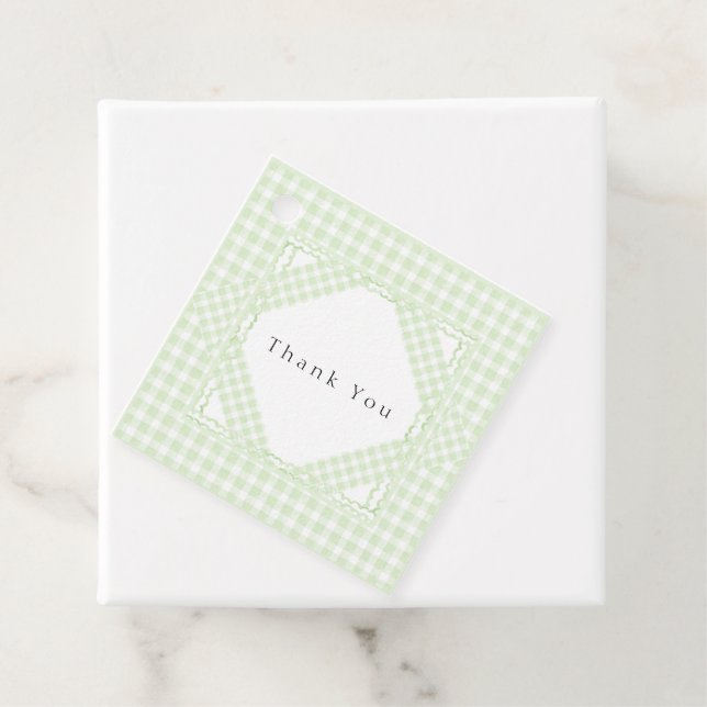 Glorious Green Gingham Favour Tags (In Situ)