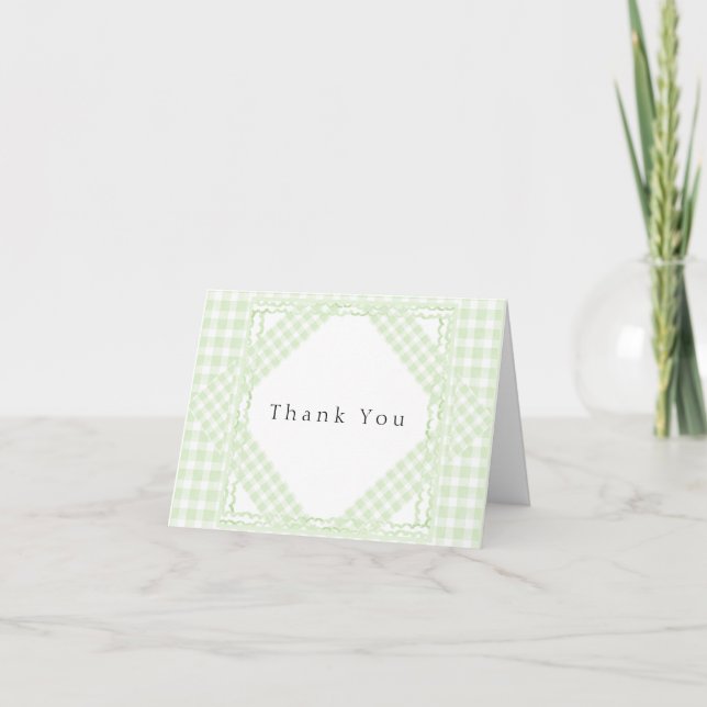 Glorious Green Gingham ThanK You (Front)