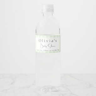 Glorious Green Gingham Water Bottle Label