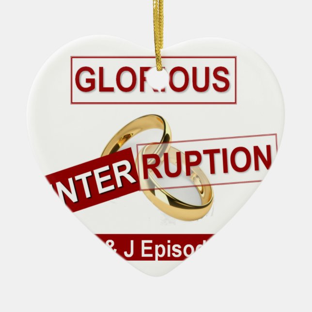Glorious Interruption: A Golden Beginning Ceramic Ornament (Front)