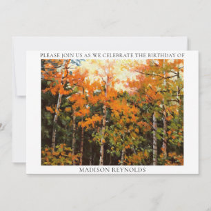 Glorious Orange Yellow Green Aspens Birthday Invitation