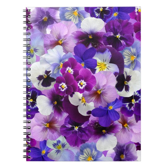 Glorious pansies, pretty and colourful, notebook (Front)