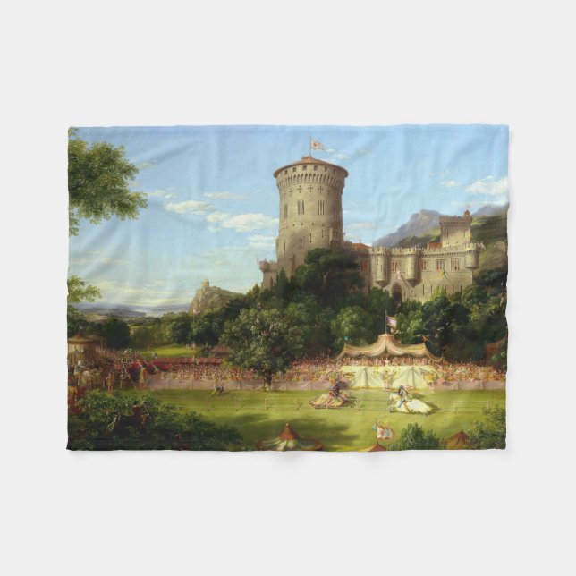 Glorious Past (Medieval Joust) (by Thomas Cole) Fleece Blanket (Front (Horizontal))