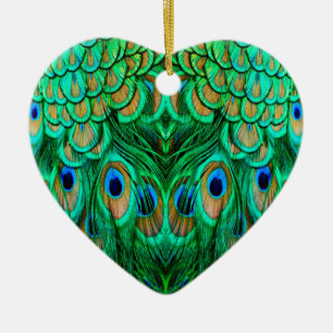 Glorious Peacock Feathers Ceramic Ornament