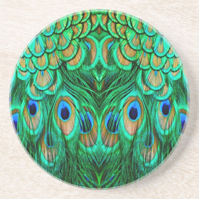 Glorious Peacock Feathers Coaster (Front)