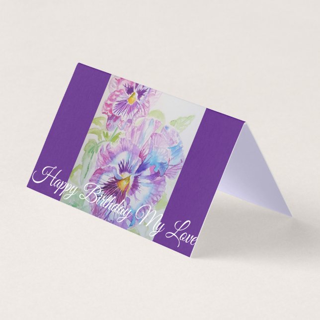 Glorious Purple Pansy Painting Love Birthday Card (Front)