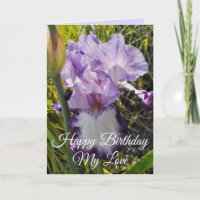 Glorious Purple Watercolor Iris Love Birthday Card