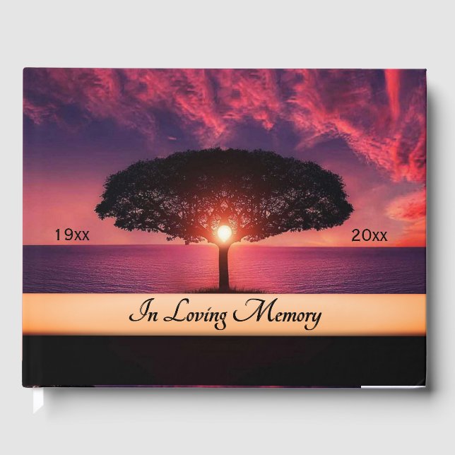 Glorious Setting Sun Funeral Guest Book (Front)