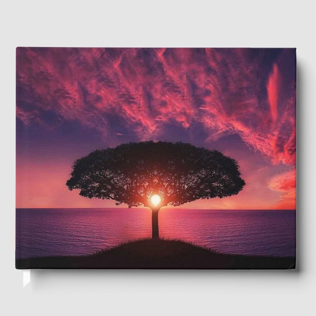 Glorious Setting Sun Funeral Guest Book (Front)