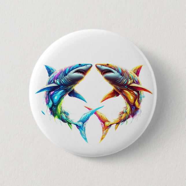 Glorious Shark 2 Inch Round Button (Front)