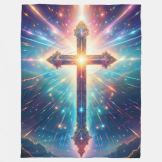 Glorious Shining Cross Fleece Blanket