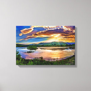Glorious Sunrise Mountains Reflections  Canvas Print