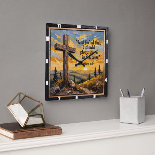Glory In The Cross Alone Square Wall Clock