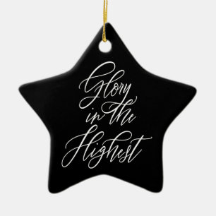 Glory in the Highest Religious Christmas Black Ceramic Ornament