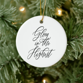 Glory in the Highest Religious Christmas Round Ceramic Ornament