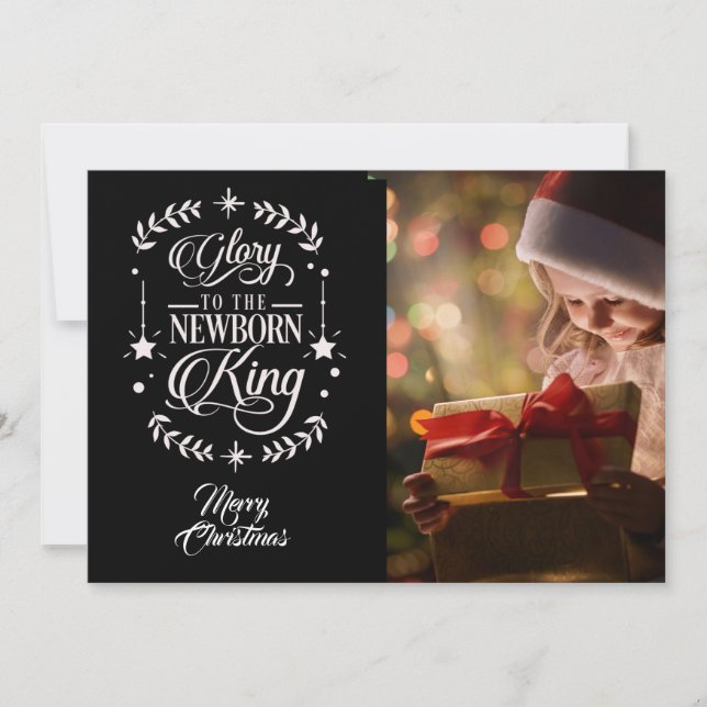 Glory To /Christmas Quote/2-Sided Card / Black (Front)