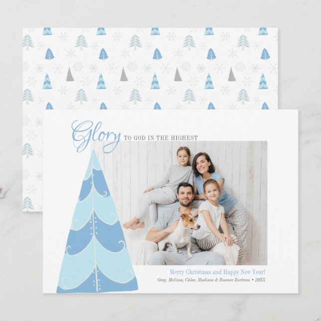 Glory to God Blue Tree Photo Card (Front/Back)